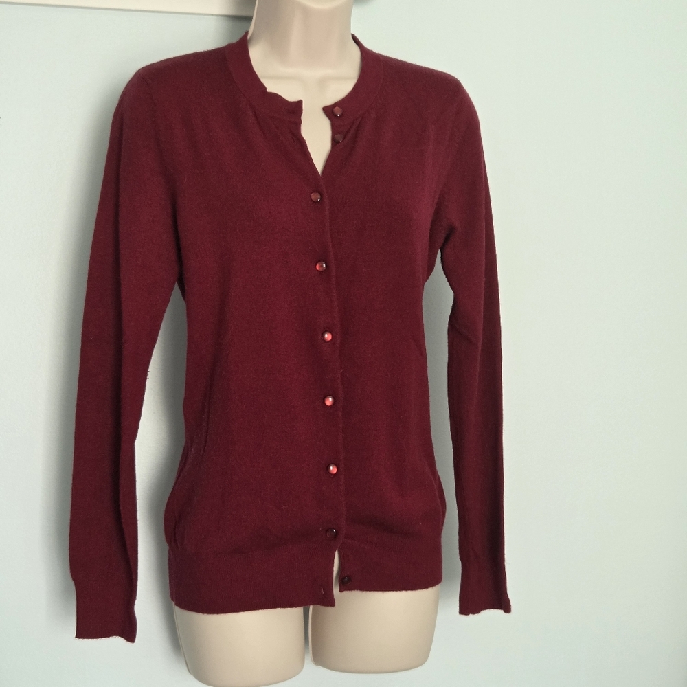 ii Sisters Classic Burgundy Cardigan Sweater